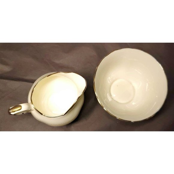 Vintage Plant Tuscan China Cream Pitcher and Sugar Bowl 1930s - Picture 9 of 10